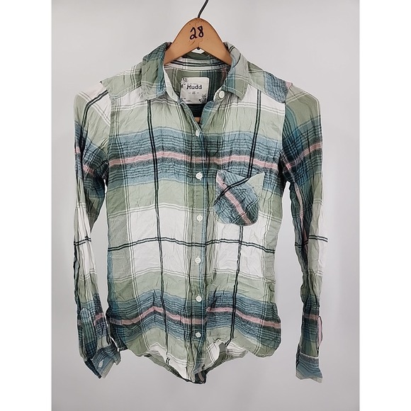 Mudd Womens Long Sleeve Red Plaid Lace Up Pullover Shirt Size L‎ - Picture 4 of 7